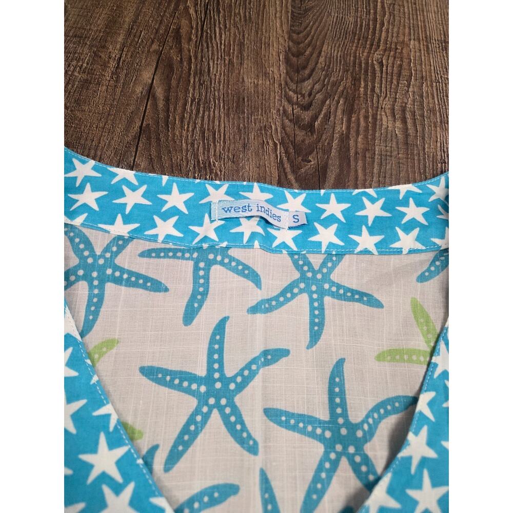 West Indies 100% Pure Soft Cotton Designer V-Neck Tunic Top Starfish Small Dress - Picture 3 of 7